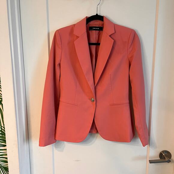 Zara Pink Single Breasted Blazer Sz 4 - Picture 2 of 8